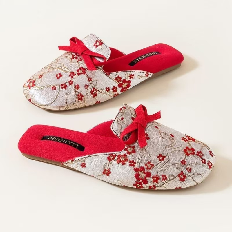 Ethnic Fabric - Baotou-huispantoffels met zijden print voor dames,