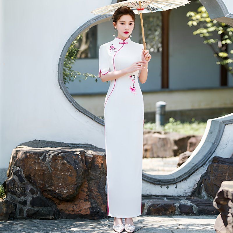 Ao Dai Vietnam Dress - Vrouw Aodai Vietnam Jurk Korte Mouw