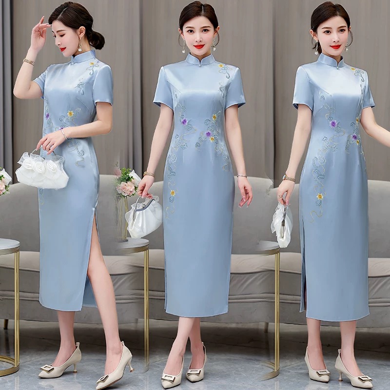 Ao Dai Vietnam Dress - Vrouwen Etnische Stijl Aodai Cheongsam Bloem