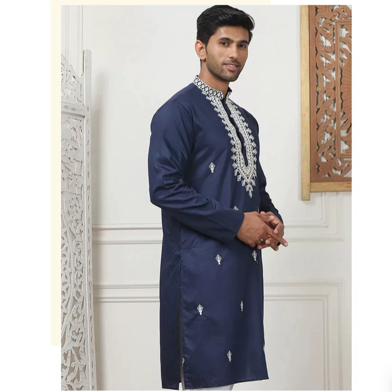 Kurta Men Cotton - Indiase etnische stijl traditionele zijden borduurwerk