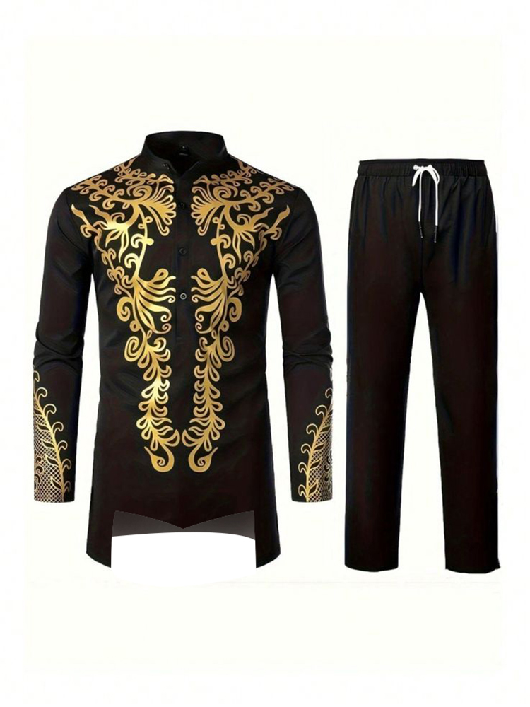 Ethnic Gown - Moslim Gewaad Patroon 3d Print Zwart