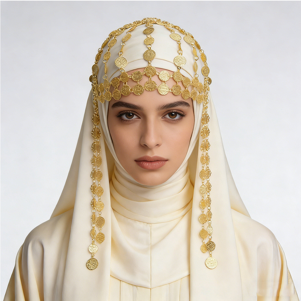 Ethnic Fashion Pakistan - Vergulde legering munt schoonheid hoofd hoed