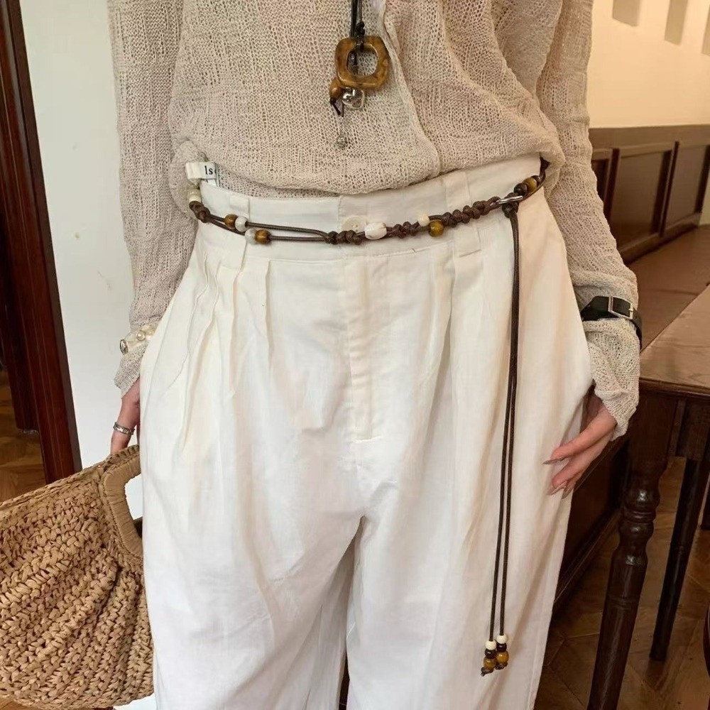 Ethnic Dress Fashion Show - Etnische handgeweven tailleketting Verstelbare houten kralen