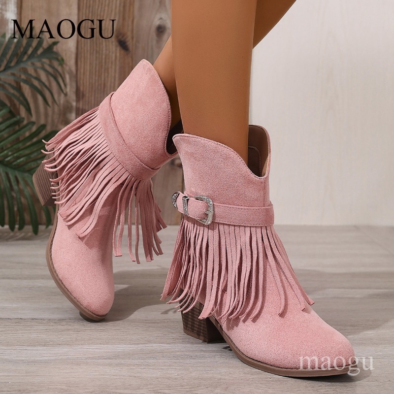 Dames Suède Cowboy Enkellaarze - Ethnic Fabric recensie en prijs
