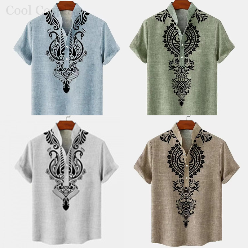 Mannelijke retro tops Henley-s - Ethnic Fashion For Men recensie en prijs