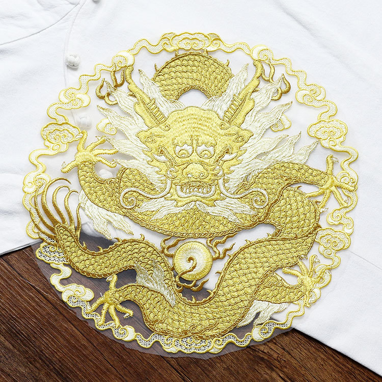 Gouden draad draken ronde stof - Ethnic Fashion For Men recensie en prijs